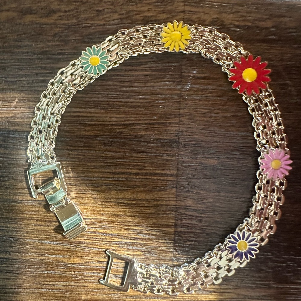 Floral Gold Chain Bracelet